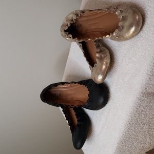 2 pair ballet flats, Style &Co, size 9, gold, black